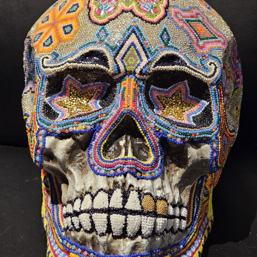 Painted Skull A large painted skull statue